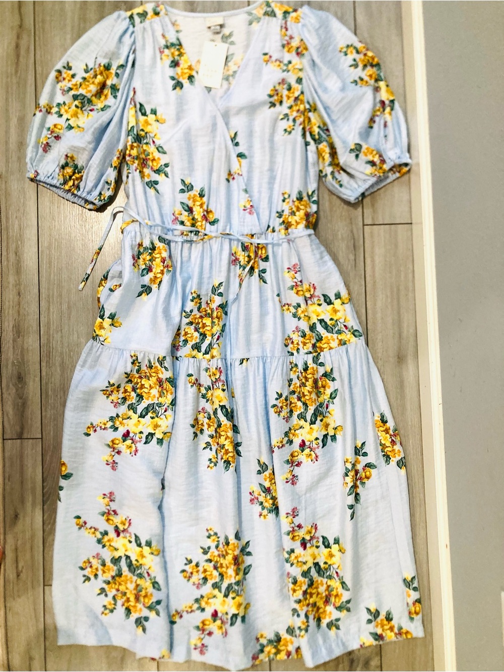 NWT A New Day Light Blue Floral Dress M-L